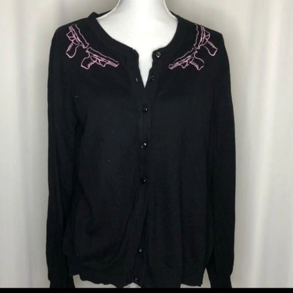 Orphan Black by Hot Topic Cardigan with 2 Pink Guns On Each Shoulder Size S - Picture 4 of 11